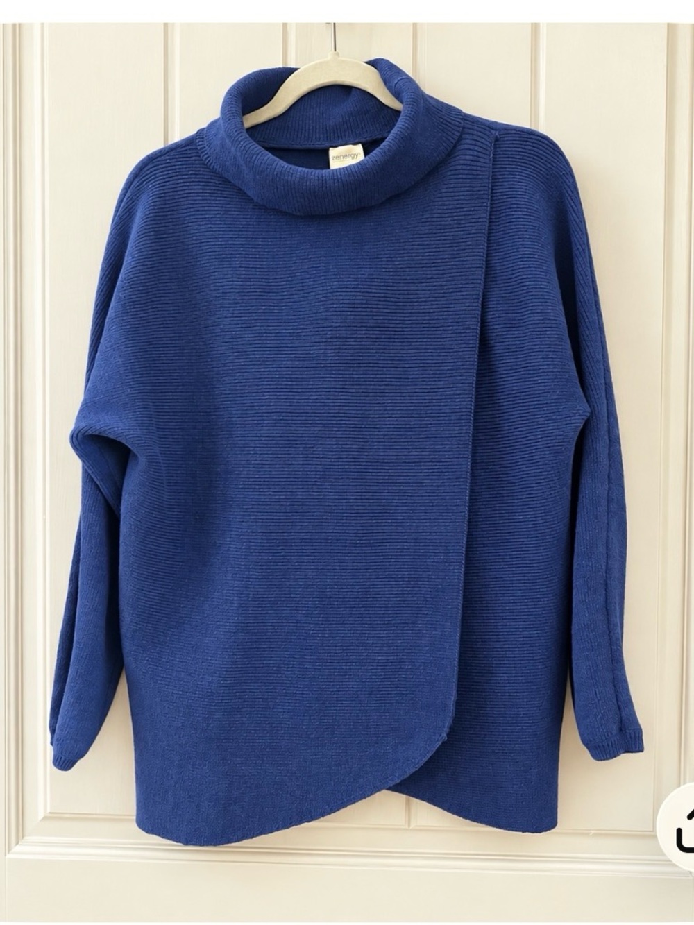 Chico's Royal Blue Asymmetric Cowl Neck Sweater
